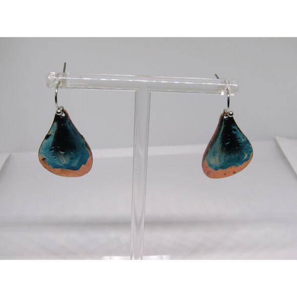 Copper Green Dangly Earrings Boho Cottagecore Teardrop 1 1/2" Grunge Whimsigoth - Picture 1 of 3